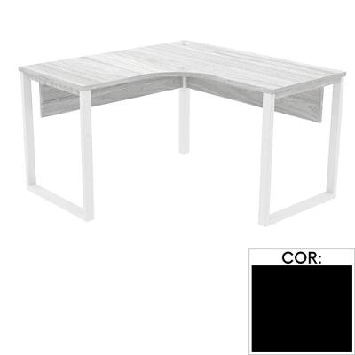 Mesa De Escritório Em L Pé Tubular Pe25 Em Mdp 135 X 135 X 60 Cm Preta Com Base Preta
