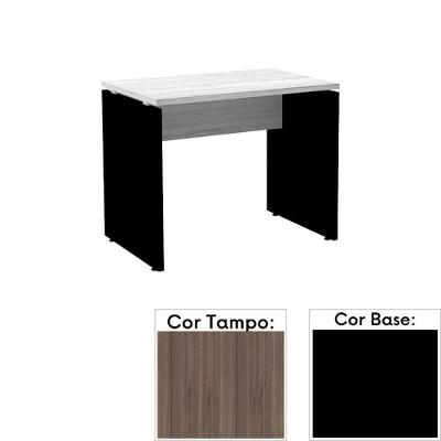 Mesa De Escritório Pé Painel Pe25 Em Mdp 134 X 60 Cm Cor Walnut E Base Preta