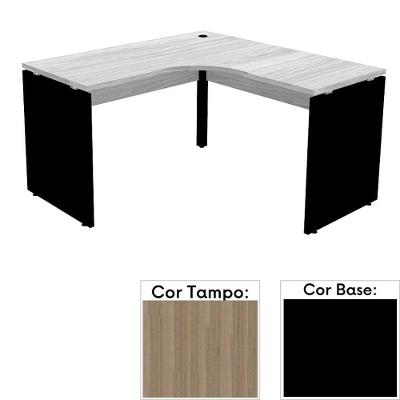 Mesa De Escritório Em L Pé Painel Pe25 Em Mdp 125 X 125 X 60 Cm Cor Noce Naturalle E Base Preta
