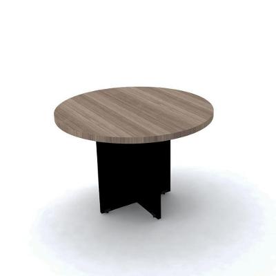 Mesa De Reunião Redonda 110 X 75 Cm Pé Painel Pe40 Em Mdp Noce Naturalle Base Preta