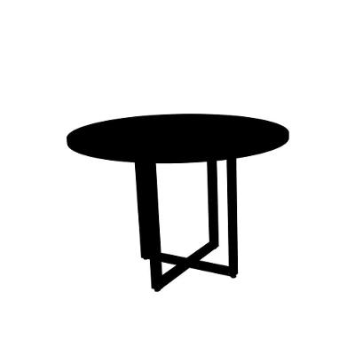 Mesa De Reunião Redonda 110 X 110 Cm Pé Tubular Pe25 Em Mdp Preta Com Base Preta