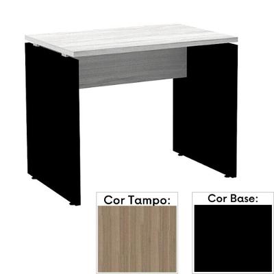 Mesa De Escritório Pé Painel Pe25 Em Mdp 134 X 60 Cm Cor Noce Naturalle E Base Preta