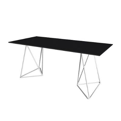 Escrivaninha Bela Vista Cavalete Tampo Preto Base Ferro Branco - Cor: Preto