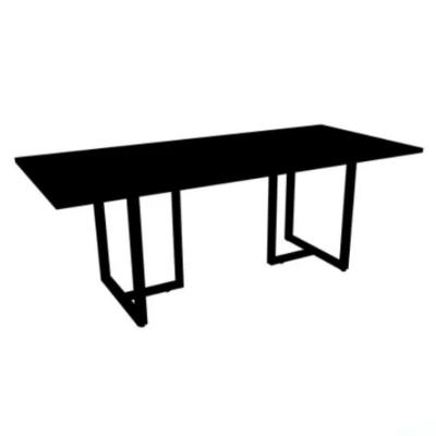 Mesa De Reunião Com Caixa De Tomada Retangular 260 X 120 Cm Pé Tubular Pe25 Mdp Preta Base Preta