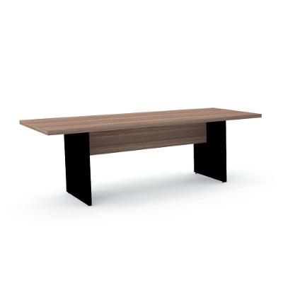 Mesa De Reunião Retangular 200 X 90 Cm Pé Painel Pe40 Em Mdp Walnut Base Preta