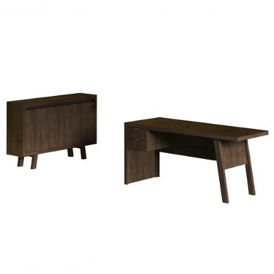 Escritório Com Mesa Para Computador Balcão 3 Portas Rústico