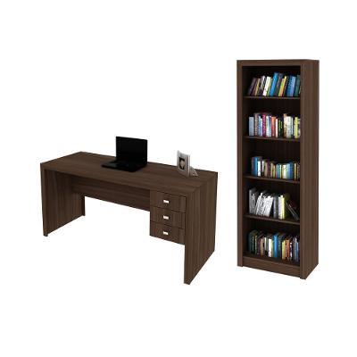Escritório Com Mesa Para Computador E Armário Carvalho
