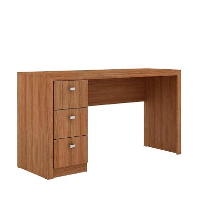 Mesa Escritório Com 3 Gavetas Me4102 Amendoa - Tecnomobili