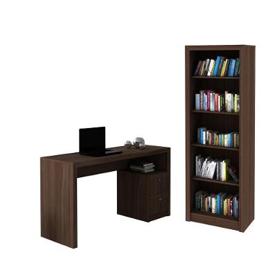 Escritório Com Mesa Para Computador Portas Carvalho