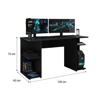 Mesa Para Computador Gamer E Painel Para Tv Até 55 Polegadas Preto Carraro