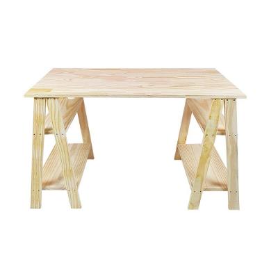 Mesa com Cavaletes c/Prateleiras em Madeira Pinus CorNATURAL