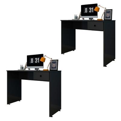 Kit 2 Mesas Para Computador Escrivaninha 101cm Preto