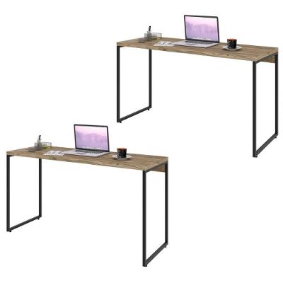 Kit 2 Mesas de Escritório 135cm Estilo Industrial Carvalho