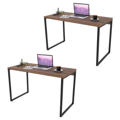 Kit 2 Mesas de Escritório 135cm Estilo Industrial Nogal