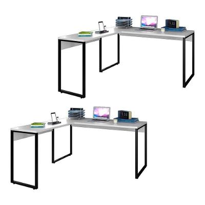 Kit 2 Mesas de Escritório em L 150x150 Industrial Branco