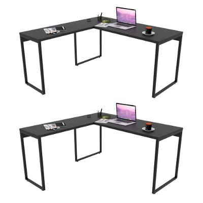 Kit 2 Mesas de Escritório em L Estilo Industrial Preto Onix