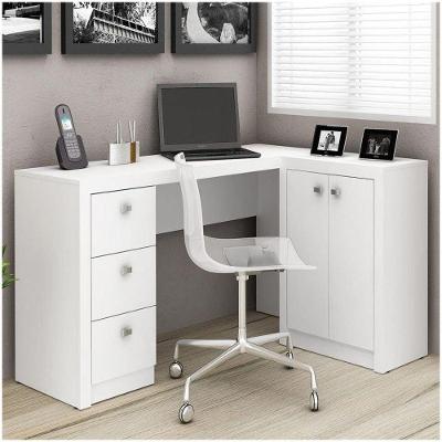 Mesa para Home Office com Gavetas e 02 Portas - branco