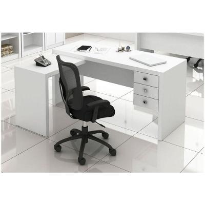 Mesa para Home Office com 03 Gavetas Branco  Tecno Mobili