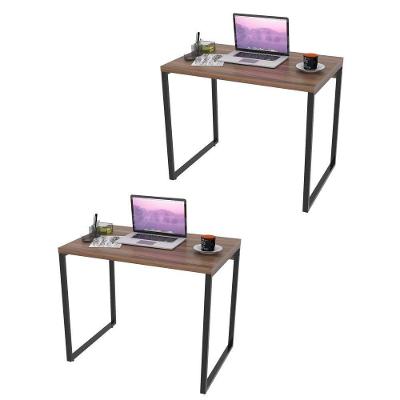 Kit 2 Mesas de Escritório 90cm Estilo Industrial Nogal