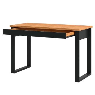Mesa Escritório Estilo Industrial 1 Gaveta F24 Freijó/Preto Fosco