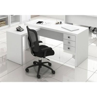 Mesa Para Home Office Com 03 Gavetas Branco -Tecno Mobili