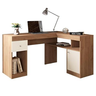 Mesa De Computador Com Porta Nilo Buriti Off White - Caemmun