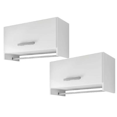 Kit 02 Armários Multiuso Aéreo Cabideiro Grécia L03 Branco