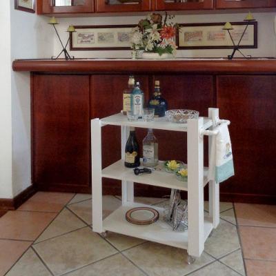 Carrinho Bar Adega Mesa Auxiliar De Apoio Churrasqueira Cozinha Sala Multiuso Branco