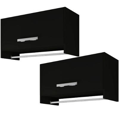 Kit 02 Armários Multiuso Aéreo Cabideiro Grécia L03 Preto