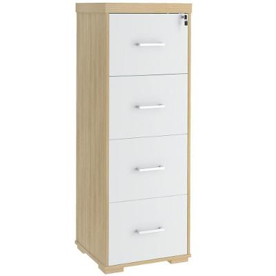 Armário Multiuso Office Arquivo 4 Gavetas Atria Executiva 132cm A02 Carvalho Branco - Lyam Decor