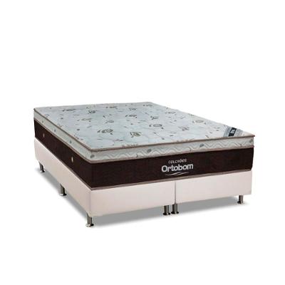 Cama Box King: Colchão Molas Ensacadas Sleep King Látex + Base Crc Courano White(193x203)