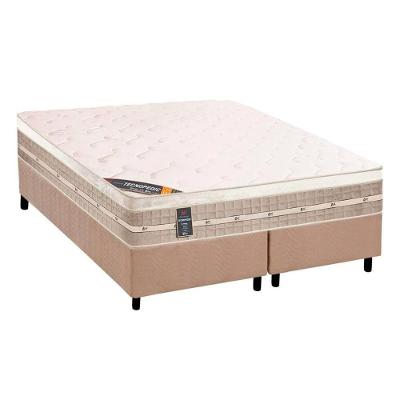 Cama Box King: Colchão Molas Castor Tecnopedic Premium + Base CRC Suede Bege(193x203)