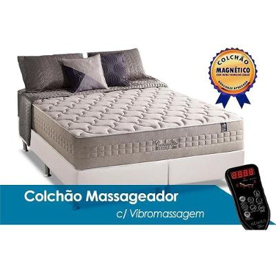 Cama Box King: Colchão C/vibro Massagem Commodite Magnético + Base Crc Courano White(193x203)
