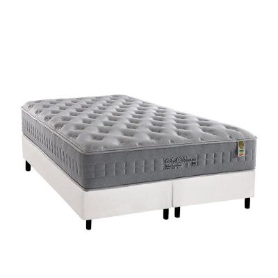 Cama Box King: Colchão Molas MasterPocket Ensacadas Anjos   Soft Dream + Base CRC Courano Branco(193x203)