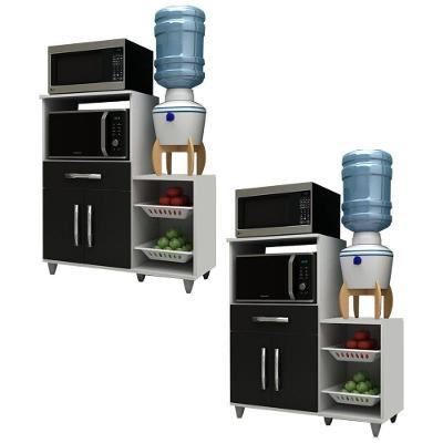 Kit 2 Armários Multiuso com Fruteira Branco Preto Lumil