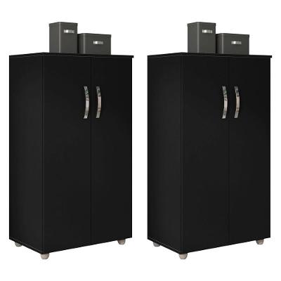 Kit 2 Armários Organizador Multiuso Rosana 2 Portas Preto