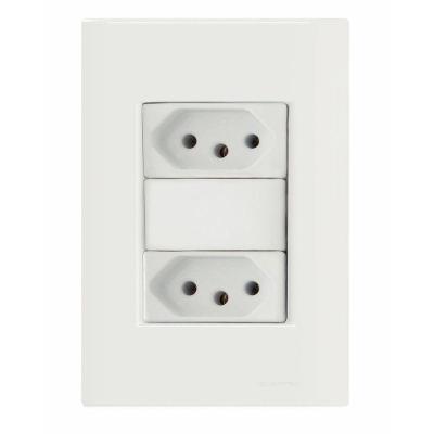 Conj 4x2 2 Tomadas 2p+t 20 A 250 V Tramontina Giz Branco