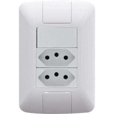 Conjunto 4X2 Com 1 Interruptor Simples E 2 Tomadas Aria