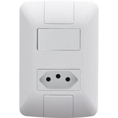 1 Interruptor Simples 6 A 250v e 1 Tomada A 250v Aria Branco