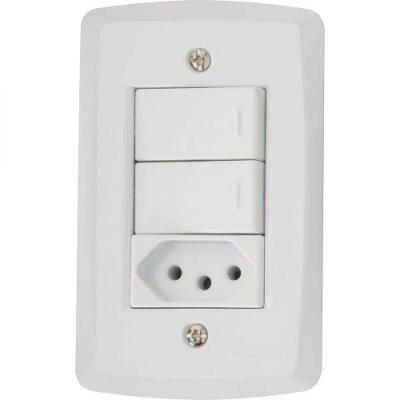 Conjunto 4X2 2 Interruptores Simples E 1 Tomada Lux2 Branco