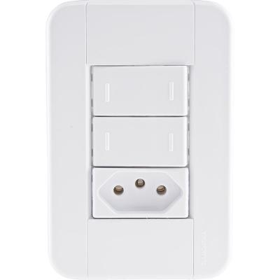 2 Interruptores Paralelos 10 A 250v e 1 Tomada A 250v Branco