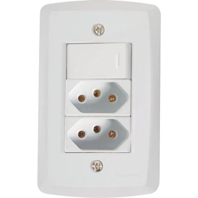 1 Interruptor Simples 10 A 250v e 2 Tomadas A 250v Branco