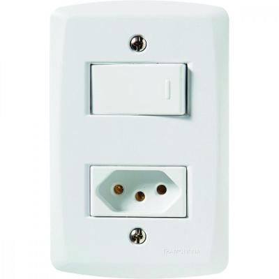 1 Interruptor Paralelo 10 A 250v e 1 Tomada A 250v Branco