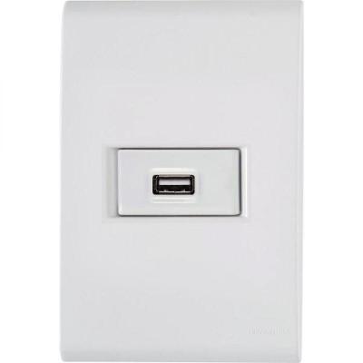 Conj 4x2 1 Tomada Usb 1,5 A Bivolt Tramontina Liz Branco