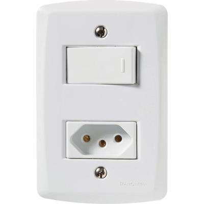 1 Interruptor Simples 10 A 250v e 1 Tomada A 250v Branco