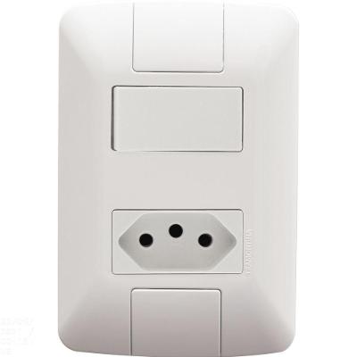 Conjunto 4x2 Com 1 Interruptor Simples 6 A 250 V E 1 Tomada 2p+t 20 A 250 V Aria Branco