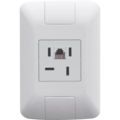 Conjunto 4x2 Com 1 Tomada Telefone 4p E Rj11 Tramontina Aria Branco Tramontina