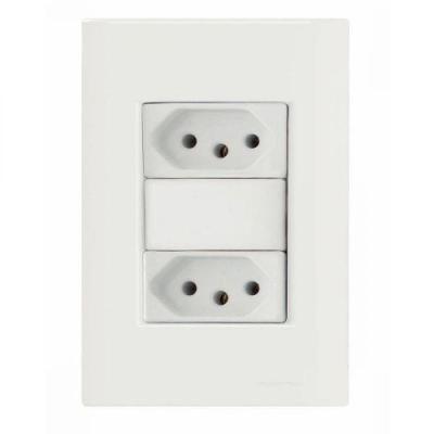 Conj 4x2 2 Tomadas 2p+t 10 A 250 V Tramontina Giz Branco