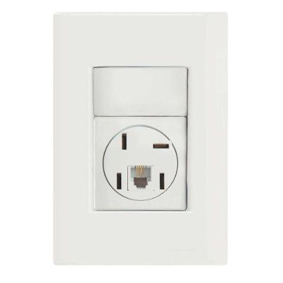 Conjunto 4x2 Com 1 Tomada Telefone 4p E Rj11 Tramontina Giz Branco Tramontina