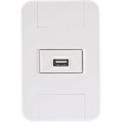 Conjunto 4x2 Com 1 Tomada Usb 1,5 A Bivolt Tramontina Tablet Branco Tramontina